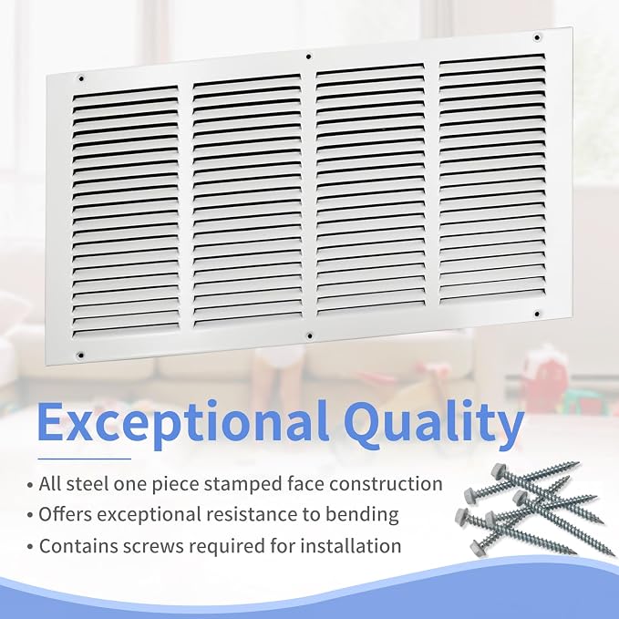 20"W x 10"H Steel Return Air Grille, Air Return Vent Cover - Image 2