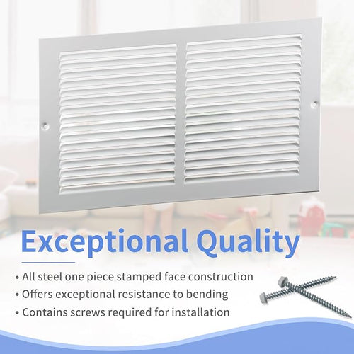 14"W x 8"H Steel Return Air Grille, Air Return Vent Cover - Image 2