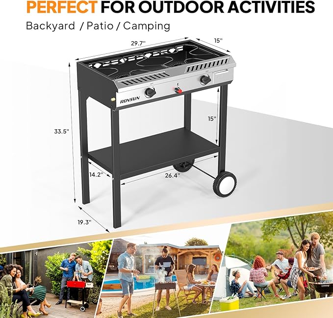 ROVSUN 2 Burner Outdoor Propane Gas Stove - Image 6