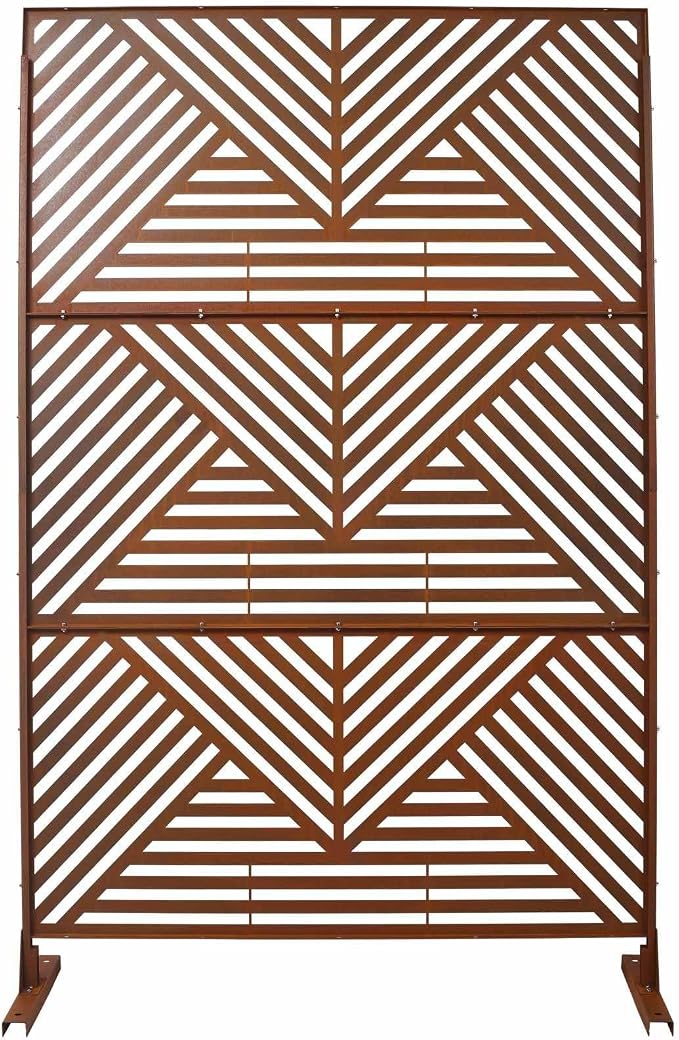 Outdoor Privacy Screen with Geometric Design – Metal Decorative Panel, - Image 8