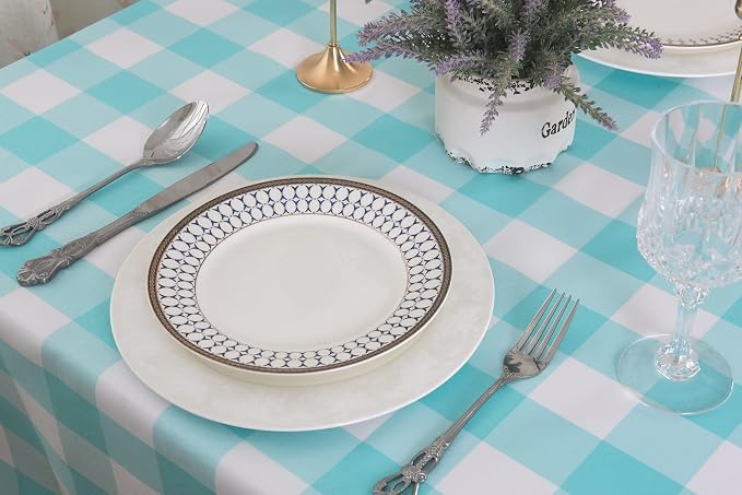 Cupuamon 2 Pack Waterproof Polyester Fabic Square Checkered Tablecloth，54x54 - Image 4