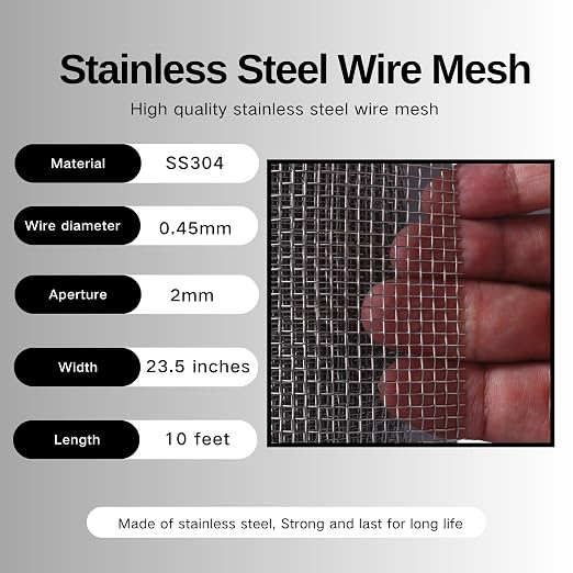 10 Mesh 304 Stainless Steel Wire mesh 23.5 in. x 10 ft. - Image 4