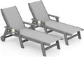 SERWALL Textilene Patio Chaise Lounge Chair Set of 2, 5 Positions Outdoor by SERWALL
