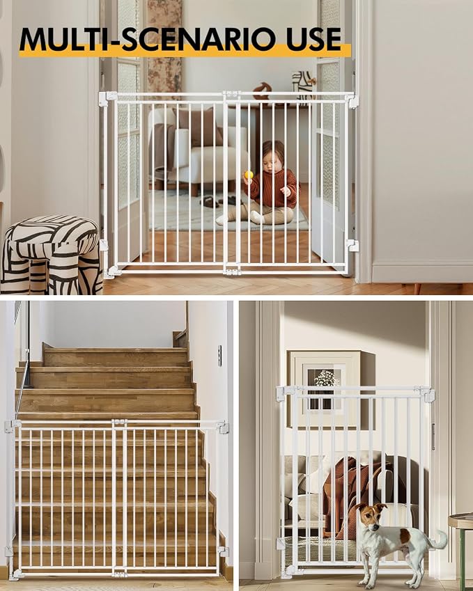 Baby Gate for Stairs Doorways & Kitchen, Extra Wide 32"-54" W x 39" H Extra Tall - Image 2