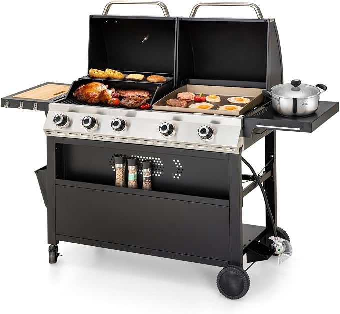 MFSTUDIO 5 Burner Gas Grill Griddle Combo by MFSTUDIO