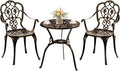 Patio Bistro Set of 2, Cast Aluminum, Outdoor Set w/Umbrella Hole, 3 Piece by Embraceartofoutdoorliving