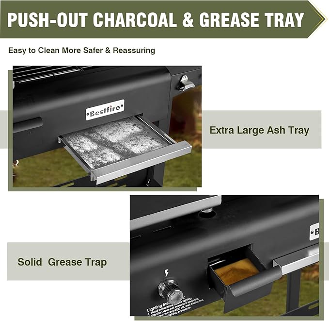 Propane Gas Griddle Charcoal Grill Combo Flat Top Griddle W/Dual Lids & 2 Side - Image 5