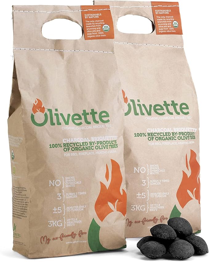 Organic Charcoal Briquettes by Olivette, Reusable Charcoal by Olivette