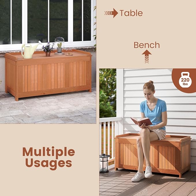 HAPPYGRILL Outdoor Wood Deck Box - Image 6