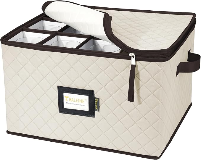 BALEINE China Storage Containers, Sturdy Quilted Wine Glass Storage, Plate by BALEINE