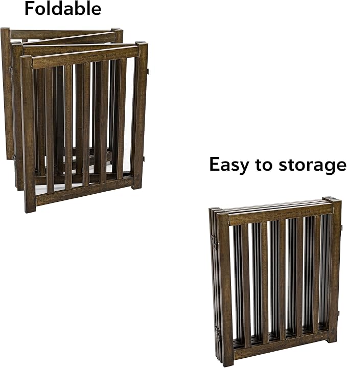 LZRS 4-Panel Wooden Free Standing Foldable Dog Gate Indoor – 24" High, Extra - Image 4