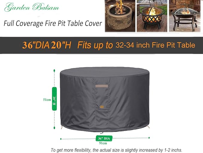 Fire Pit Cover 600D Heavy Duty Waterproof Fabric - Image 2