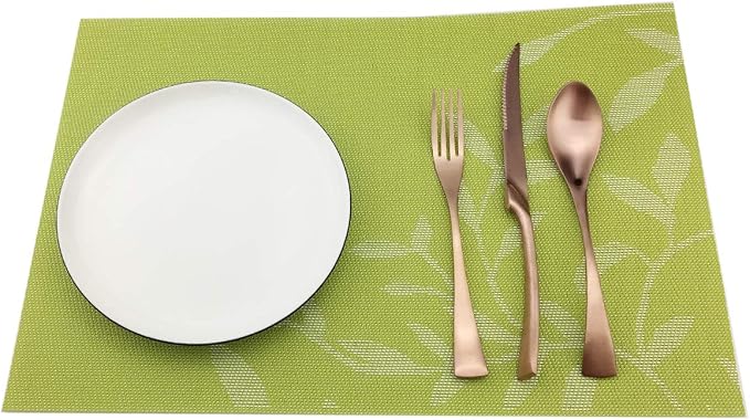 Gugrida Place Mats PVC Set of 6, Table Placemats Set of 6 PVC Woven Vinyl Place - Image 7