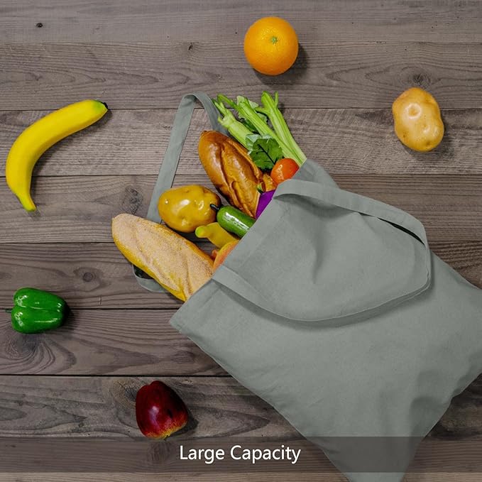 TOPDesign 24-Pack Economical 16"x15" Light Grey Cotton Tote Bags, Lightweight - Image 5
