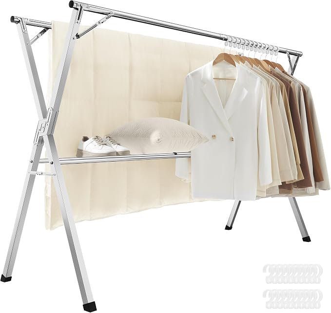 SONGMICS Clothes Drying Rack, Heavy-Duty Laundry Drying Rack, 52.4-78.7 Inches - Image 2