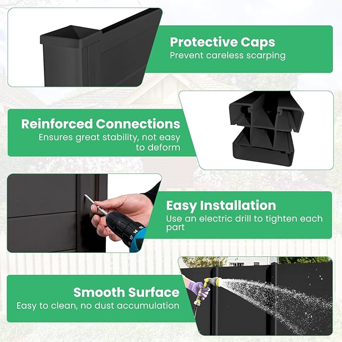 Giantex Outdoor Privacy Screen 4 Panels, Easy Assembly, PVC Vinyl Picket Fences - Image 4