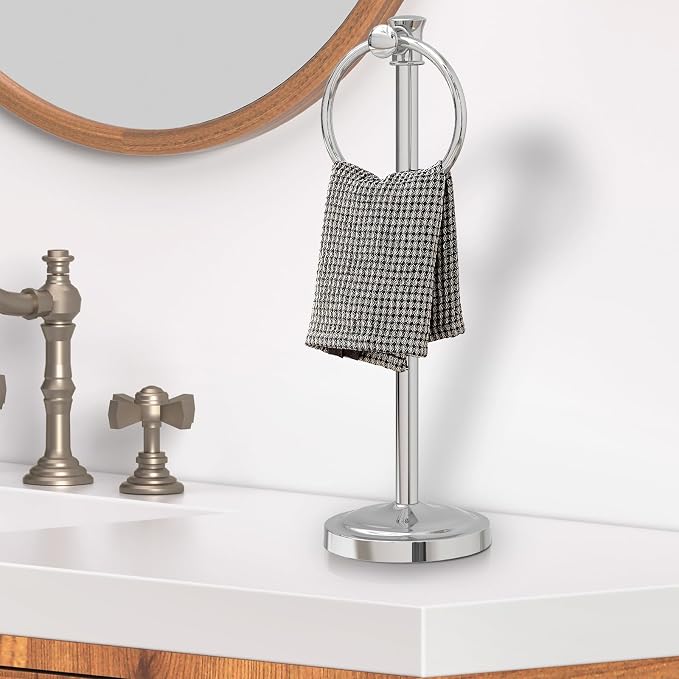 Hoimpro 17 Inch Stand Hand Towel Holder Towel Bar Towel Hanging Ring, Free - Image 3