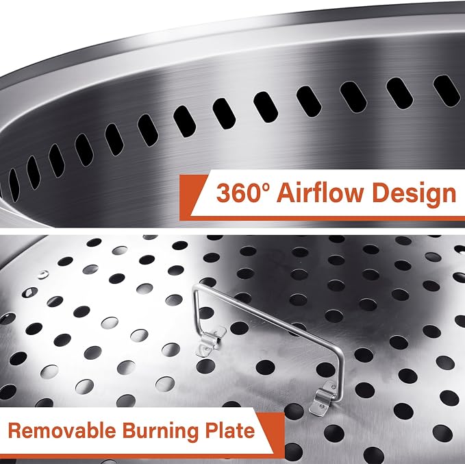 HGD 16 inch Smokeless Fire Pit for Outside, Stainless Steel Fire Pits, - Image 8