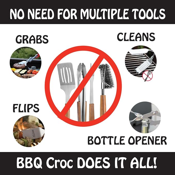BBQCroc 3-in-1 Barbecue Tool 26-inch Extra Light and Super Long Heavy Duty Tongs - Image 5