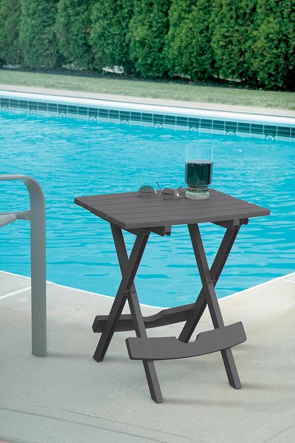 Side Table, Charcoal Resin Folding Patio Table