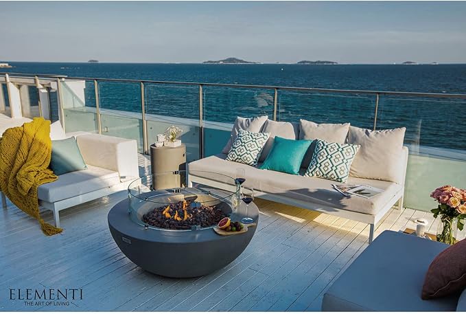 Elementi | Lunar Gas Fire Pit Cast Concrete 42" Round Fire Table, Outdoor Fire - Image 4