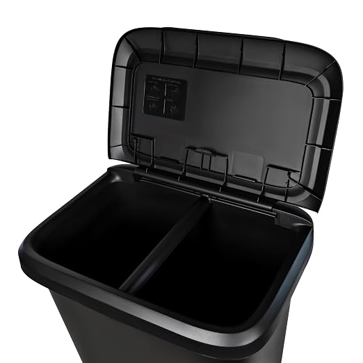 20.4 Gallon Plastic Recycling Bin, Two Compartment Garbage Container - Image 6