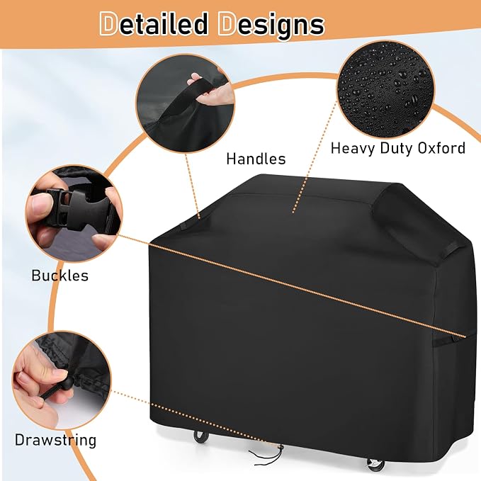 Gas Grill Cover for CharBroil 5+ Burner Gas Grill, Outdoor BBQ Cover Heavy Duty - Image 3