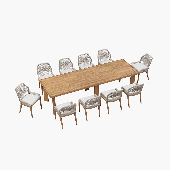 PURPLE LEAF 11 Pieces Patio Dining Set Aluminum Oversize Rectangular Table and - Image 8