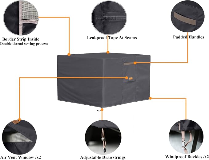 Fire Pit Cover 600D Heavy Duty Waterproof Fabric - Image 3