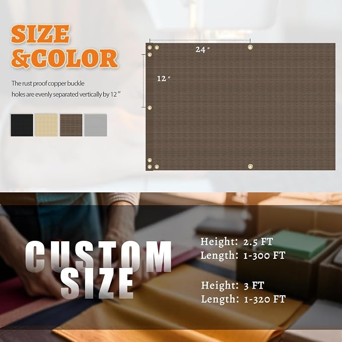 2.5' x 290' Balcony Privacy Screen Fence Cover - Image 6