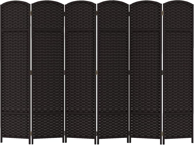 Room Divider 6 Panel Screen 5.6 Ft Tall Partition Room Dividers Brown Privacy by FDW