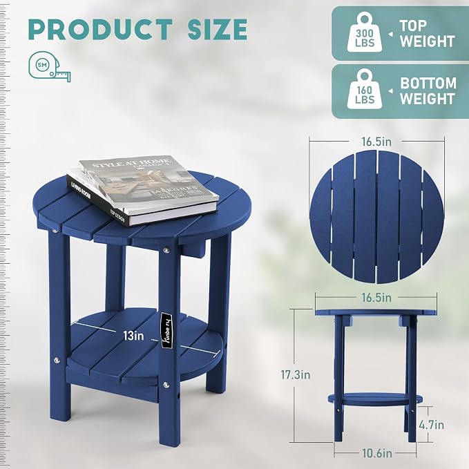 FUNBERRY Outdoor Adirondack Side Table Set of 2, 2-Tier Patio End Tables - Image 3
