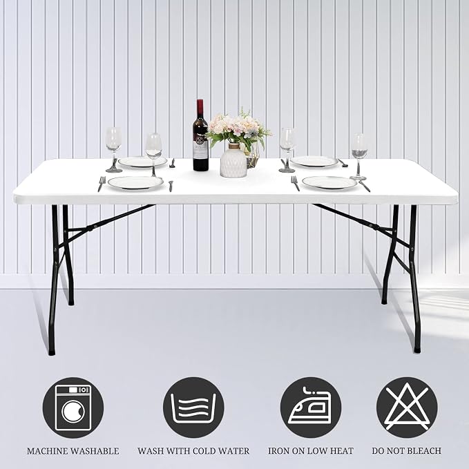 6 Pack Stretch Fabric Table Top Cap Cover, fits 6' Tables, Spandex Table Covers - Image 6