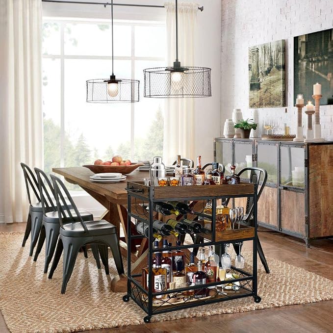 Bar Cart Industrial Mobile Kitchen Serving Carts - Image 2