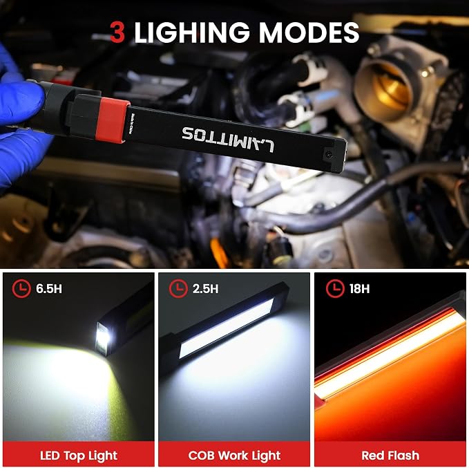 Rechargeable Work Light 2500mAh Magnetic LED Work Light Flashlight Mechanic - Image 3