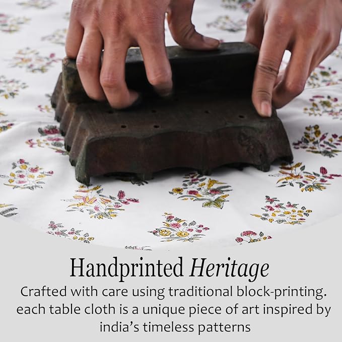 CPC Tablecloth 100% Cotton 70x108 Inch Indian Block Print Rectangle Table Cover - Image 5