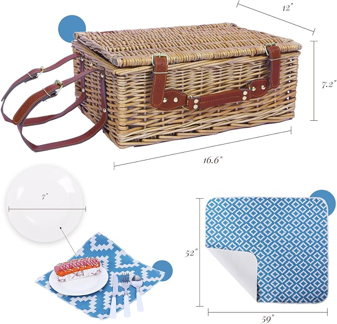 Neti Neti Wicker Picnic Basket for 4 - Image 3