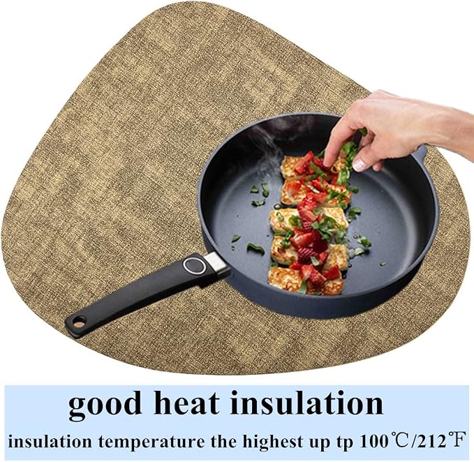 WAZAIGUR Washable Wipeable Waterproof Heat Resistant Faux Leather Placemats Set - Image 3