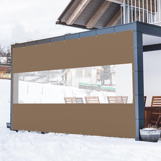 Domi Heavy Duty Outdoor Clear Panel Curtain, 18 oz Waterproof PVC Polyester - Image 2