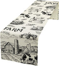Milk Farm Table Runner, Rustic Farmhouse Animals Fresh Eggs Bread Vegetables by JanJCurt