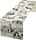 Milk Farm Table Runner, Rustic Farmhouse Animals Fresh Eggs Bread Vegetables by JanJCurt