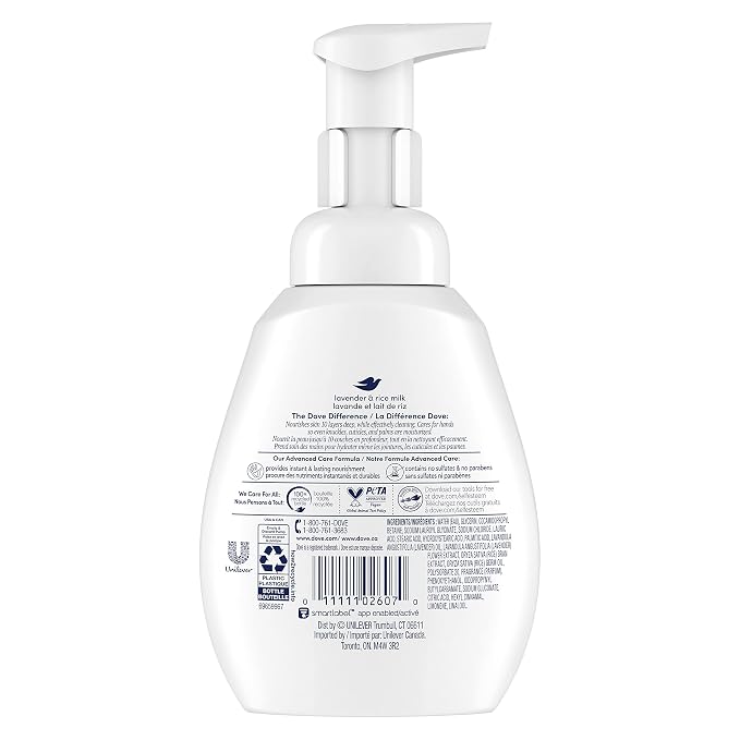 Dove Foaming Hand Wash Lavender & Rice Milk Pack of 4 Protects Skin from Dryness - Image 2