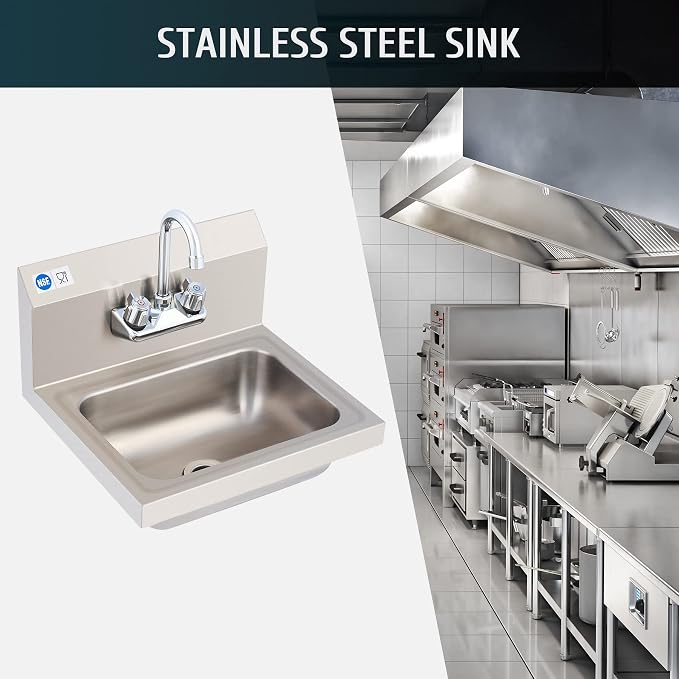 WILPREP Hand Sink Commercial Stainless Steel Sink - Image 2