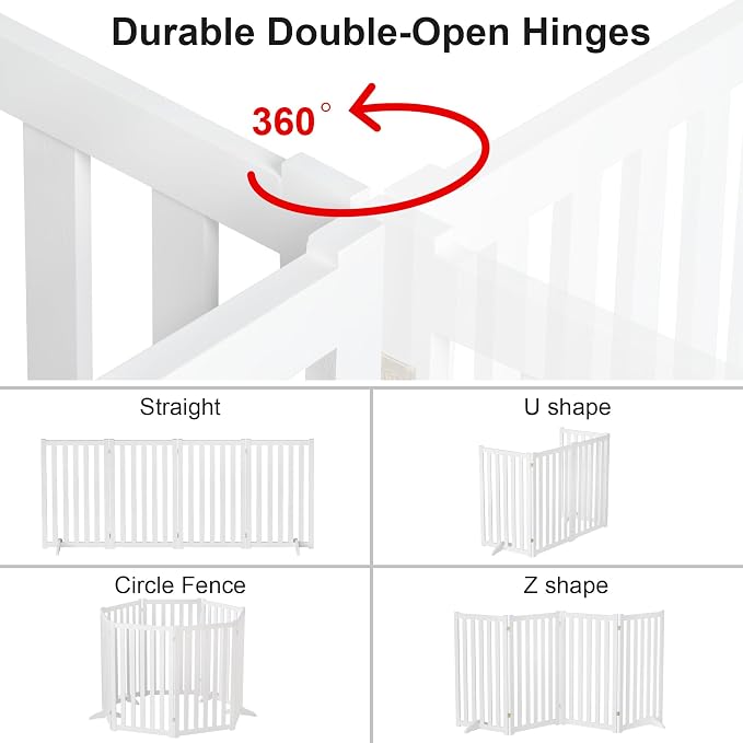 36" Height Extra Tall Freestanding Pet Gate, Solid Wood Folding Safety Fence - Image 3
