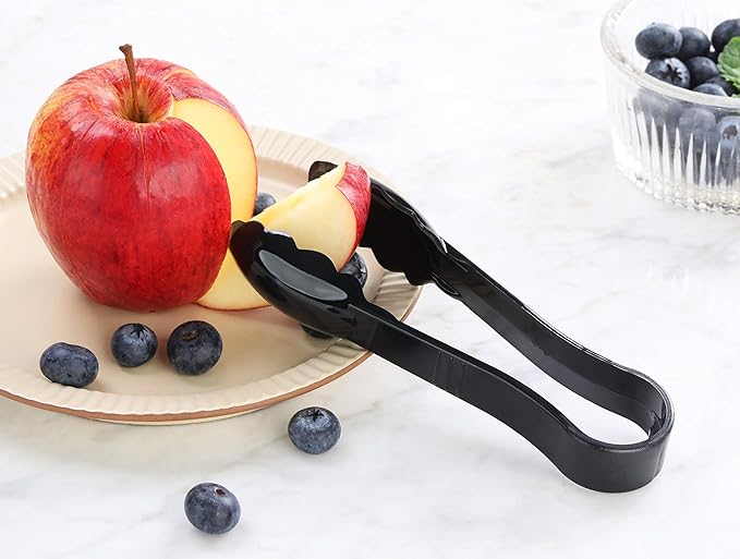 Serving Tongs, Black Plastic, 6 Inch, Set of 12