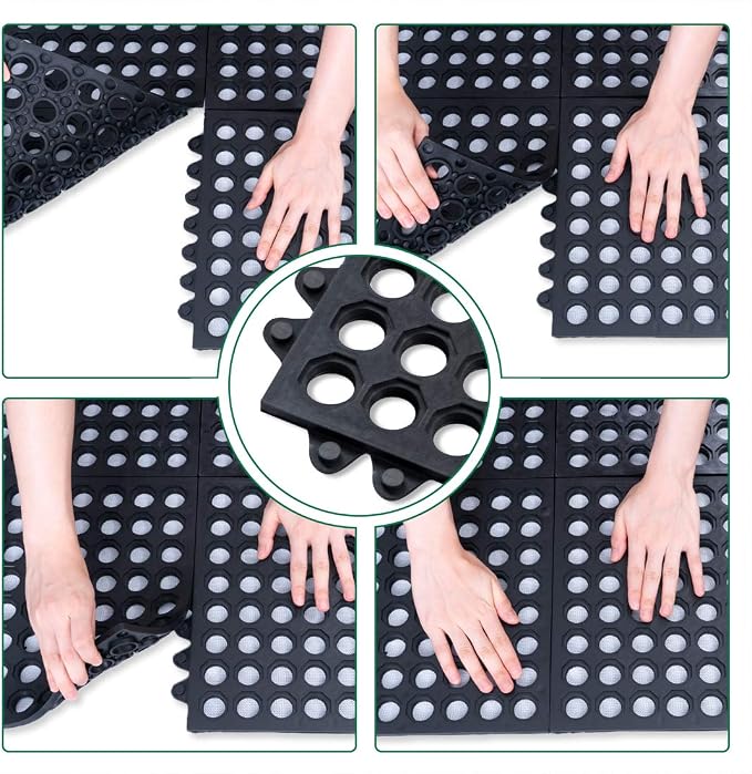 Interlocking Rubber Mats for Floor Anti Fatigue Kitchen Mats 9 Pack 11.8" x - Image 2