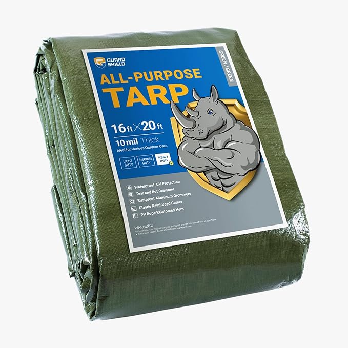 GUARD SHIELD Heavy Duty Tarp 16x20 Feet Green Multi Purpose Thick Waterproof by GUARDSHIELD