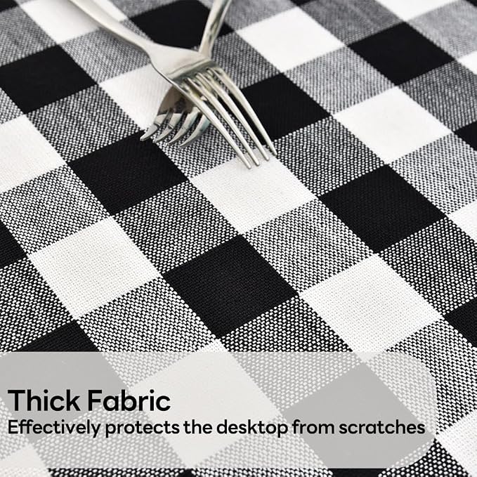 Gingham Round Tablecloth Table Cloth Heavy Duty Cotton Checkered Table Cloth - Image 3