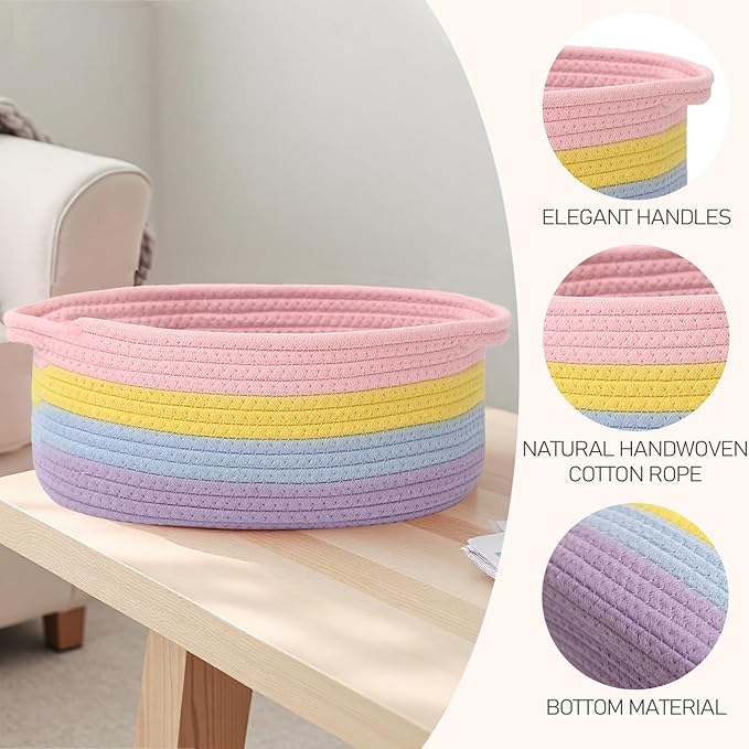 Woven Basket, Small Rope Storage Bin - Image 3