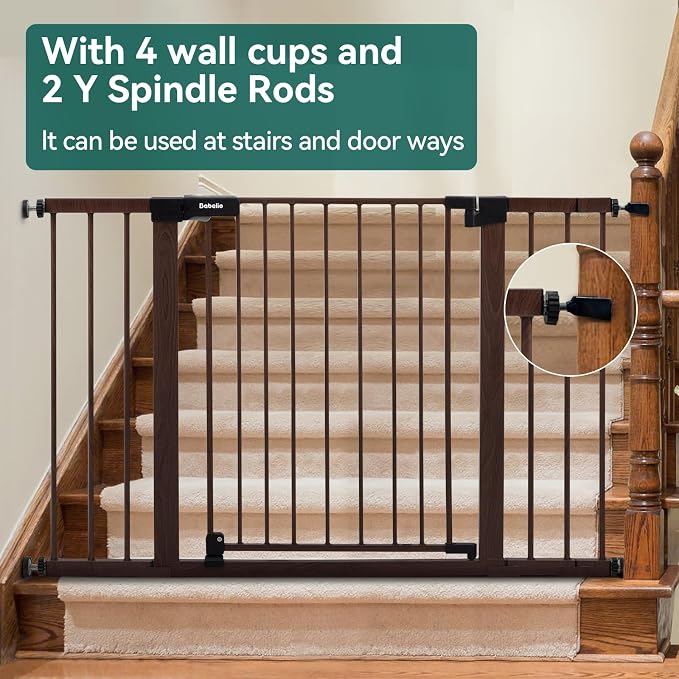 BABELIO Baby Gate with Black Wood Pattern, 29-48 Inch Auto Close Dog Gate - Image 4